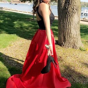 Two Pice Red Prom Dress